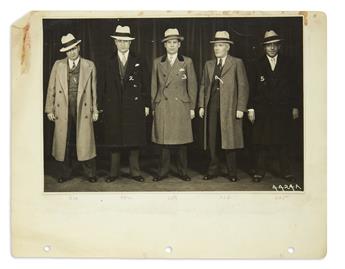 (CRIME.) Unpublished photographs of Al Capone and henchmen, in a scrapbook compiled by one of the Untouchables.